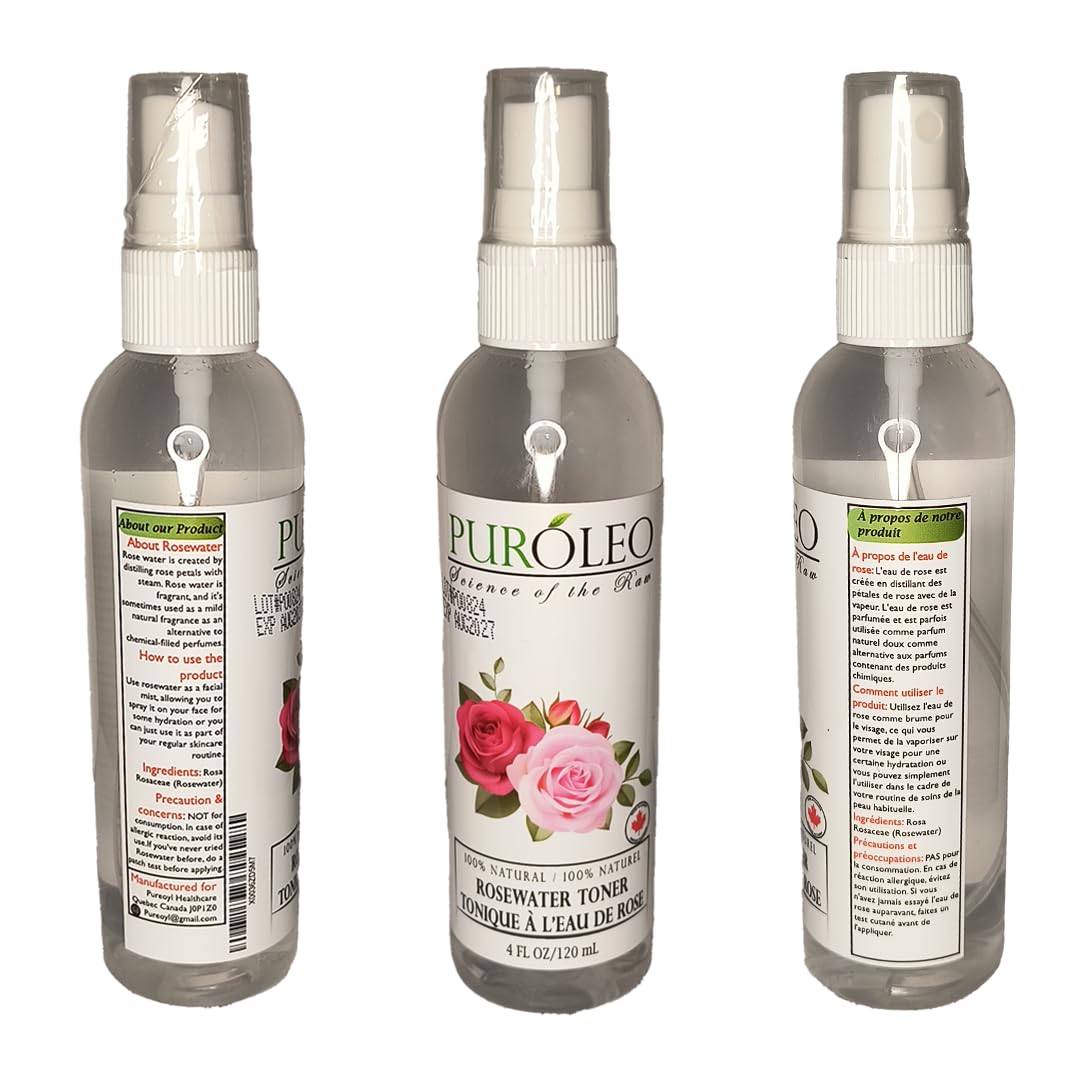 PUROLEO Rose Water 8 Fl Oz/236 ML
