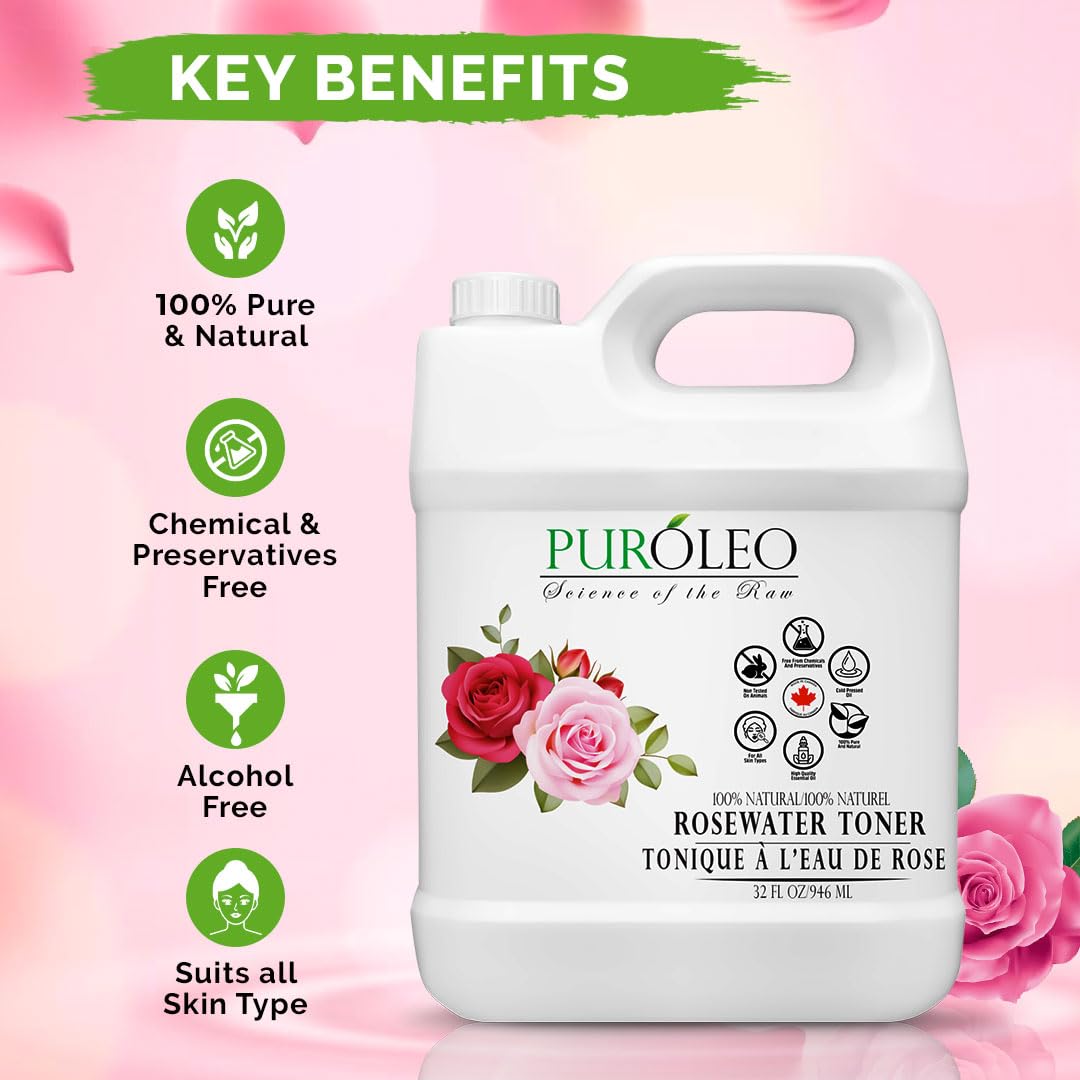PUROLEO Rose Water 8 Fl Oz/236 ML