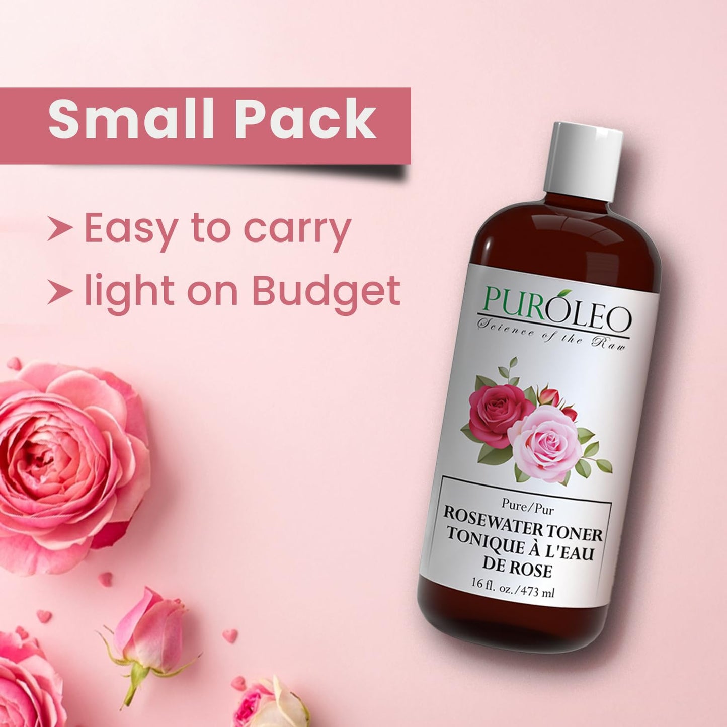 PUROLEO Rose Water 8 Fl Oz/236 ML