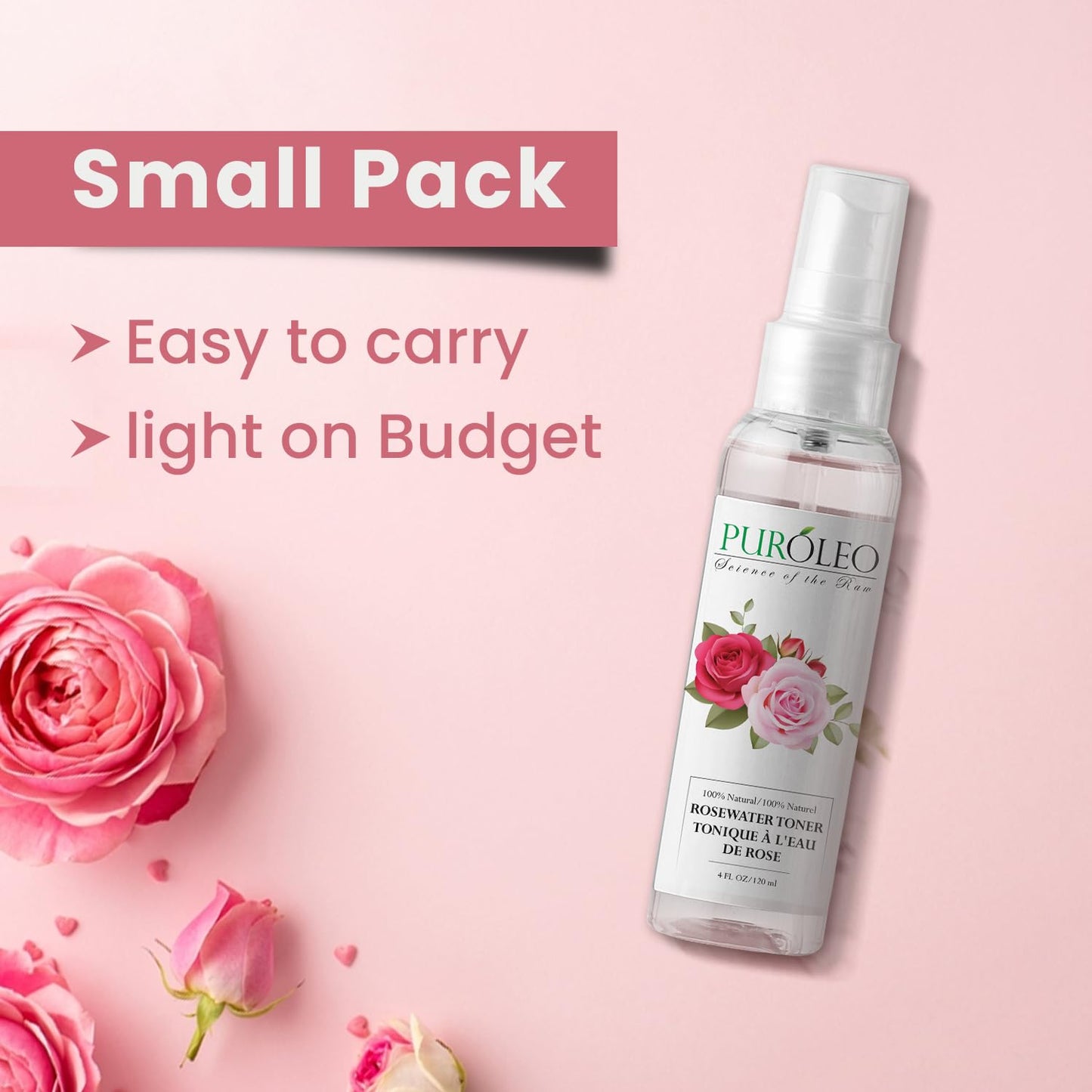 PUROLEO Rose Water 8 Fl Oz/236 ML