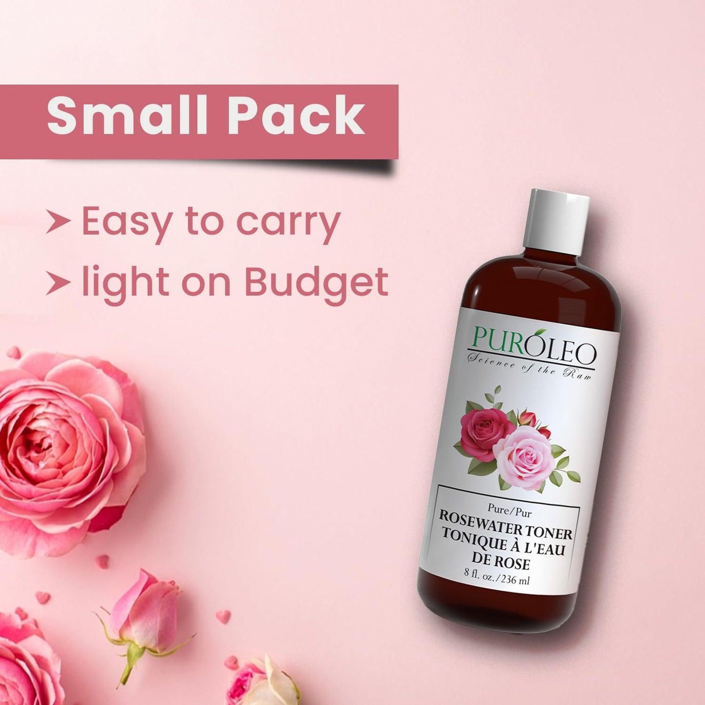 PUROLEO Rose Water 8 Fl Oz/236 ML
