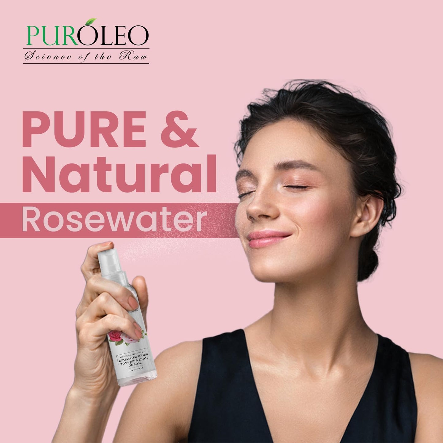 PUROLEO Rose Water 8 Fl Oz/236 ML