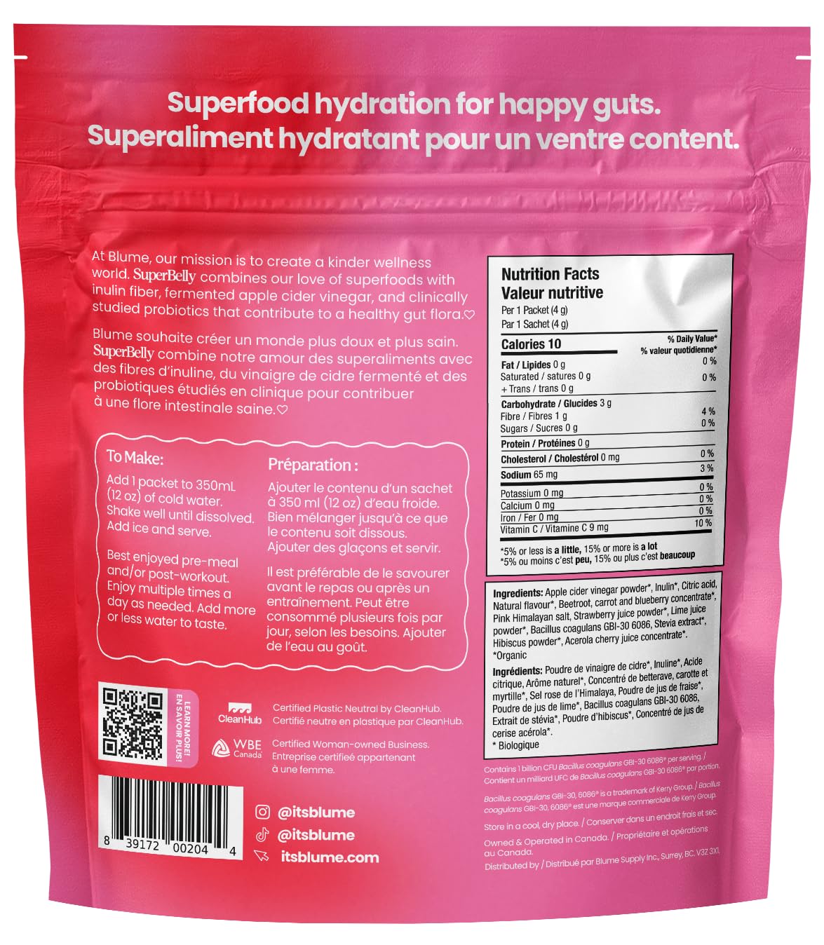 Blume SuperBelly Packets, Sugar-Free, with Apple Cider Vinegar