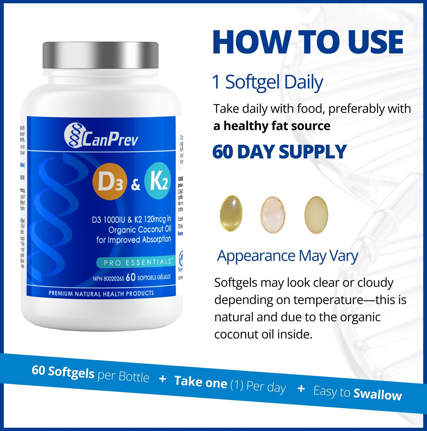 CanPrev - D3 & K2 Vitamin Supplement 240 Softgels