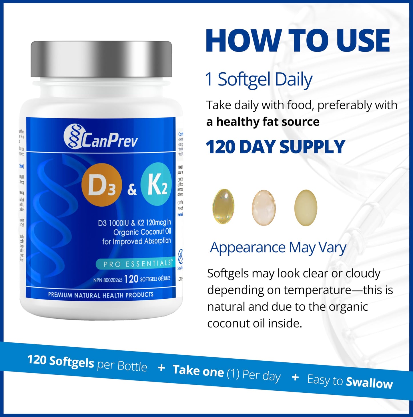 CanPrev - D3 & K2 Vitamin Supplement 240 Softgels